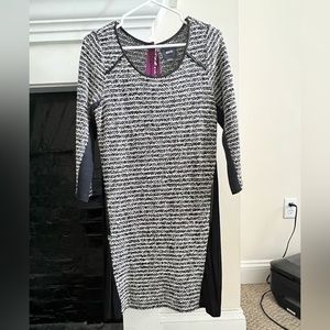 Black and white Boucle mini shift dress
